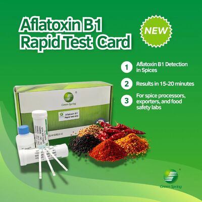 China GF07A\G8 Aﬂatoxin B1 Rapid Test Card for Spices detection limit 40μg/kg 20 Test/Kit testing time 15–20 minutes proveedor